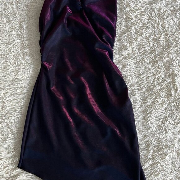 SHEIN ICON - Ruched Asymmetrical Hem Backless Halter Dress - Picture 4 of 9